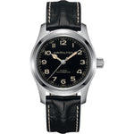 Hamilton Khaki Field Murph Auto H70605732 analog herrklocka med svart urtavla och armband i skinn