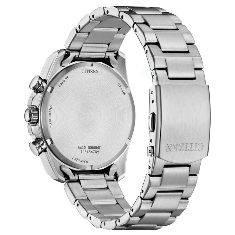Citizen Eco-Drive Chronograph CA4640-50X analog herrklocka med grön urtavla och armband i rostfritt stål