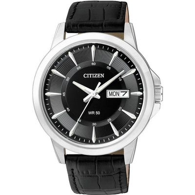 Citizen Classic BF2011-01EC analog herrklocka med svart urtavla och armband i läder