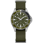 Hamilton Khaki Navy Scuba H82241961 analog unisexklocka med grön urtavla och armband i textil