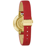 Bulova Rubaiyat Autumn 97R105 analog damklocka med rött urtavla och armband i läder