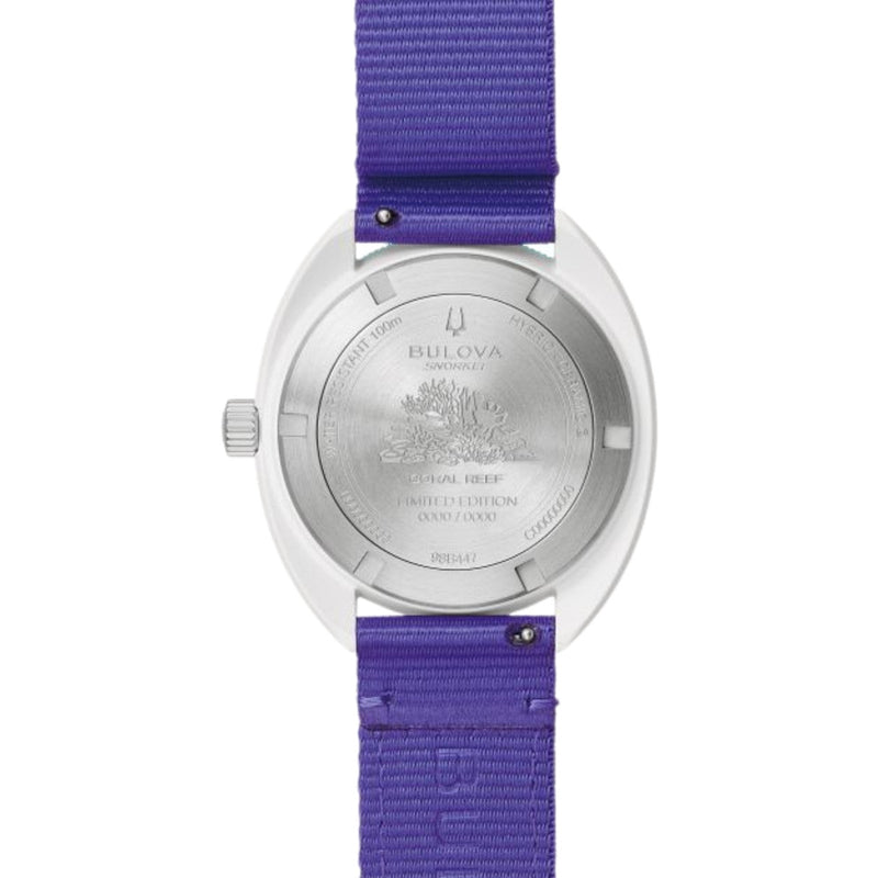 Bulova Snorkel 98B447 analog herrklocka med turkos urtavla och armband i nylon