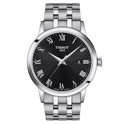 Tissot Classic Dream T129.410.11.053.00 analog herrklocka med svart urtavla och armband i rostfritt stål