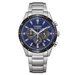 Citizen Eco-Drive Chronograph CA4624-56L analog herrklocka med blå urtavla och armband i rostfritt stål