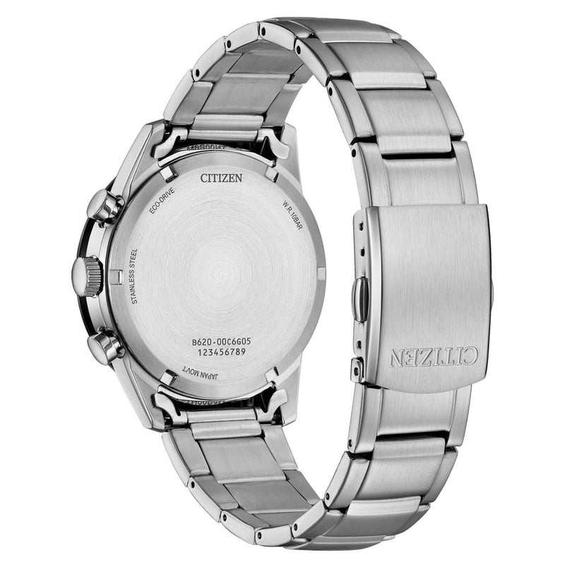 Citizen Eco-Drive Chronograph CA4624-56L analog herrklocka med blå urtavla och armband i rostfritt stål