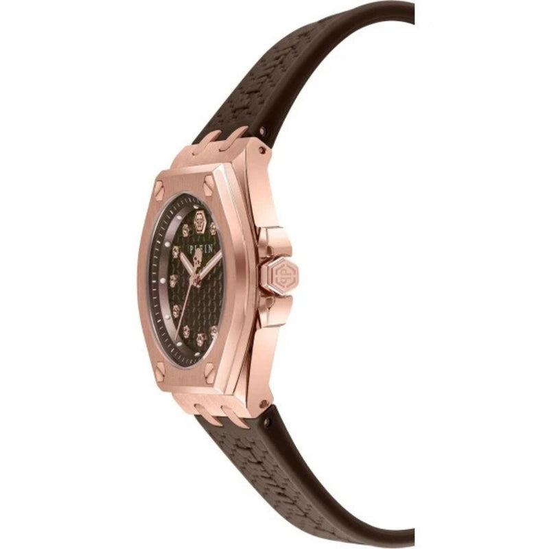 Philipp Plein Plein Extreme PWJAA0422 analog damklocka med brun urtavla och armband i gummi