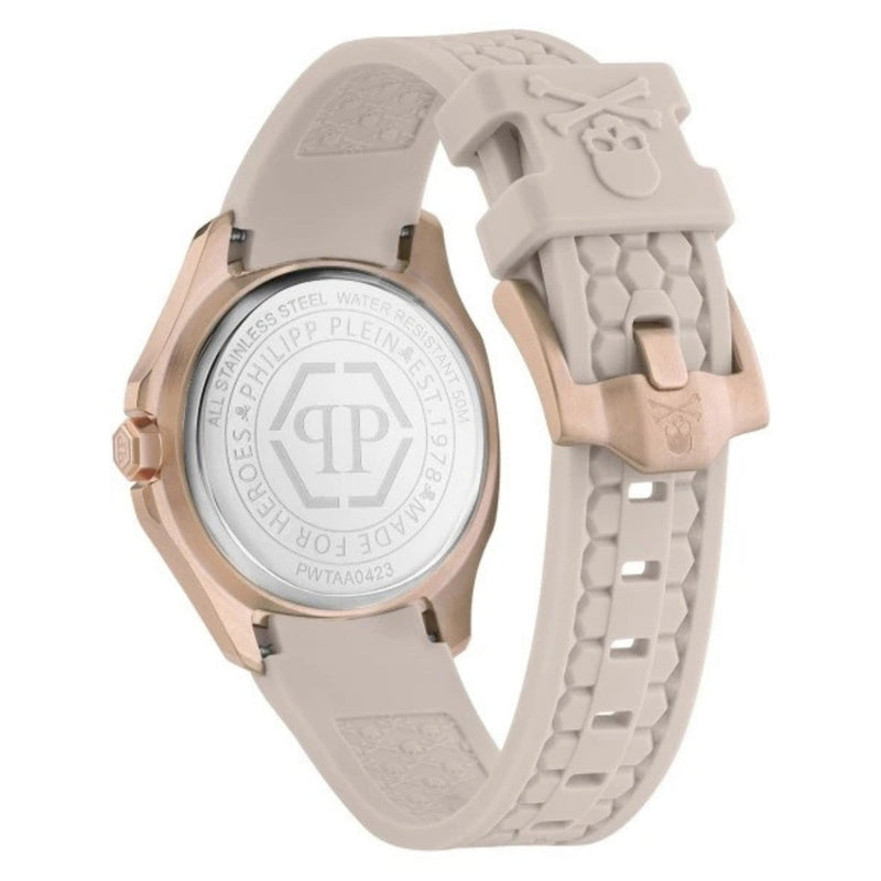 Philipp Plein Spectre PWTAA0423 analog damklocka med beige urtavla och armband i gummi