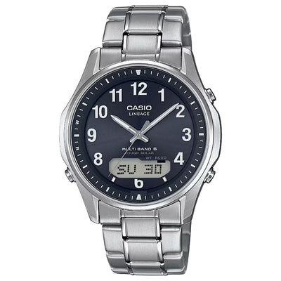 Casio Waveceptor LCW-M100TSE-1A2ER analog herrklocka med blå urtavla och armband i rostfritt stål