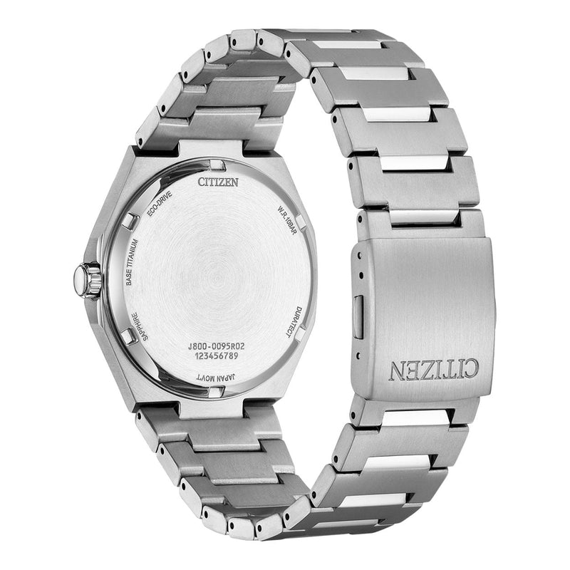 Citizen Super Titanium Eco-Drive AW0130-85XE analog herrklocka med grön urtavla och armband i titan