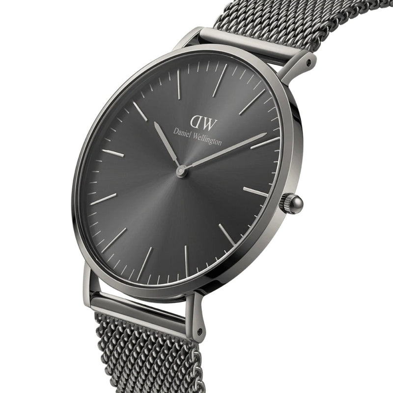 Daniel Wellington Classic Mesh DW00100630 analog herrklocka med grå urtavla och armband i rostfritt stål
