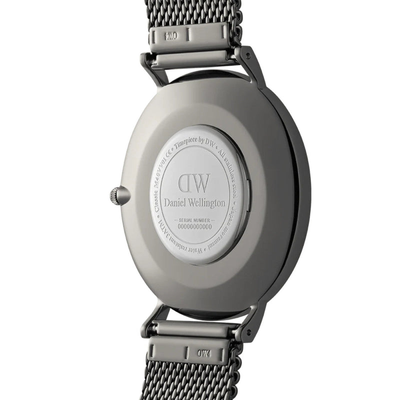 Daniel Wellington Classic Mesh DW00100630 analog herrklocka med grå urtavla och armband i rostfritt stål