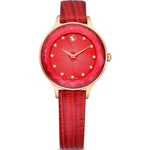Swarovski Octea Nova 5650002 analog damklocka med rött urtavla och armband i läder