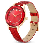 Swarovski Octea Nova 5650002 analog damklocka med rött urtavla och armband i läder