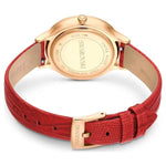 Swarovski Octea Nova 5650002 analog damklocka med rött urtavla och armband i läder