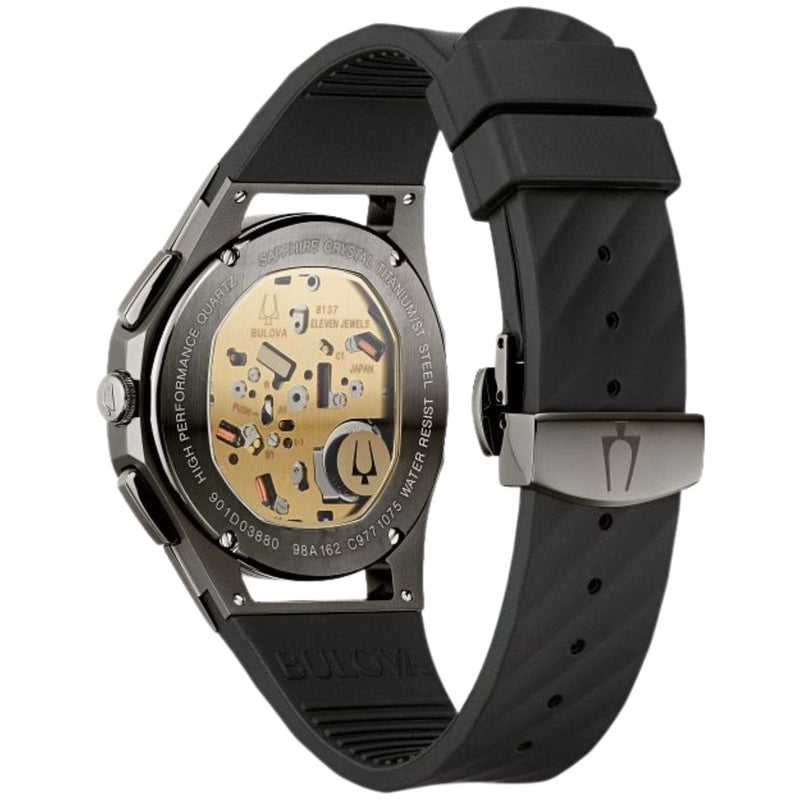 Bulova CURV 98A162 analog herrklocka med svart urtavla och armband i gummi