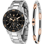 Maserati Competizione Set R8873600001 analog herrklocka med svart urtavla och armband i rostfritt stål