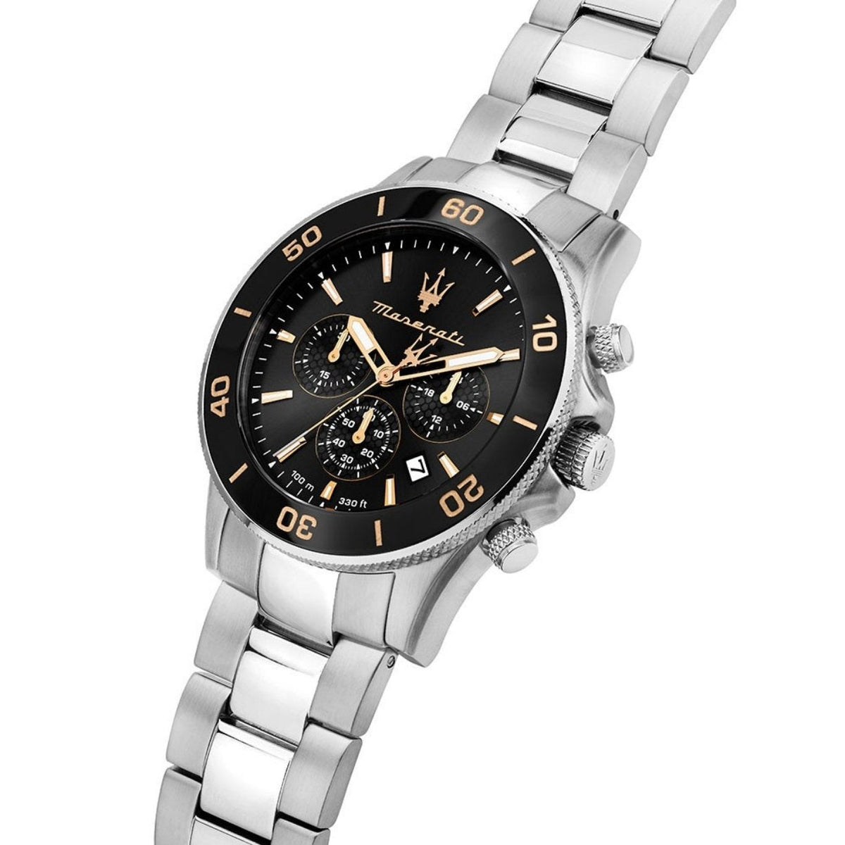 Maserati Competizione Set R8873600001 analog herrklocka med svart urtavla och armband i rostfritt stål