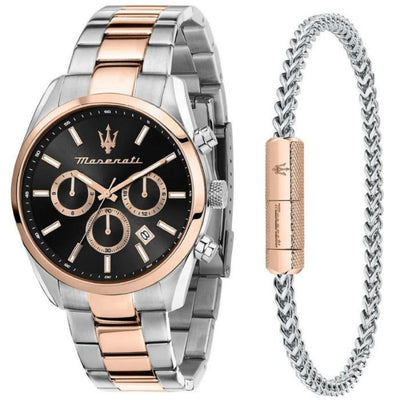 Maserati ATTRAZIONE SET R8853151003 analog herrklocka med svart urtavla och armband i rostfritt stål