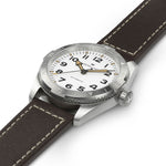 Hamilton Khaki Field Expedition Auto H70225510 analog herrklocka med vit urtavla och armband i läder