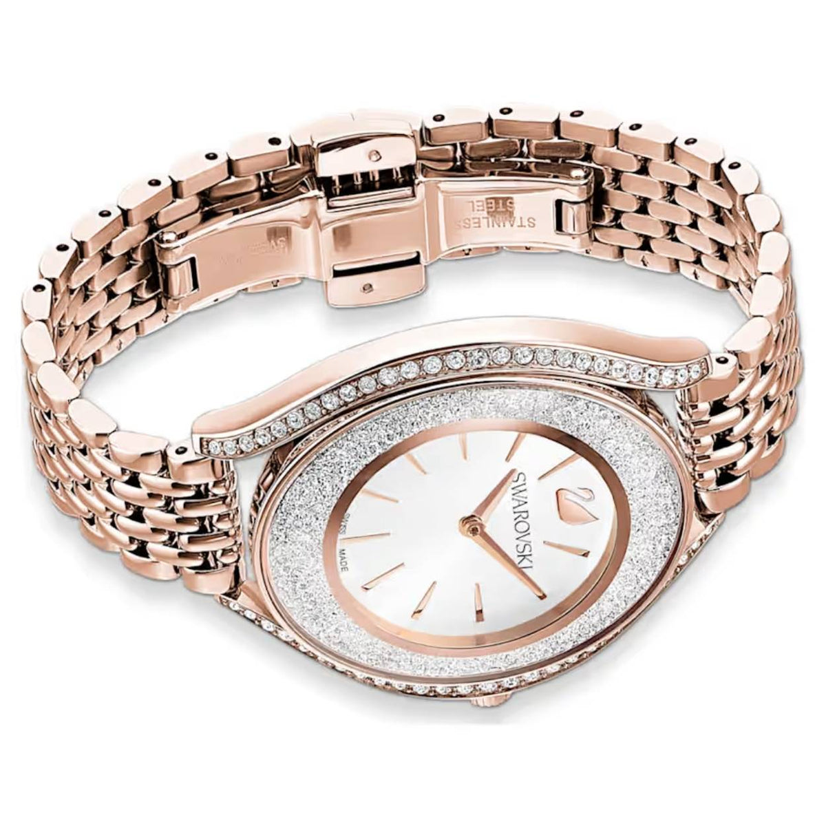 Swarovski Crystalline aura 5519459 analog damklocka med vit urtavla och armband i rostfritt stål