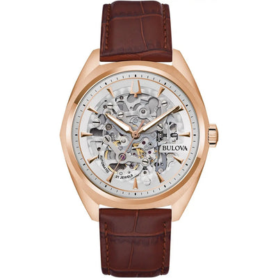 Bulova Classic 97A175 analog herrklocka med silver urtavla och armband i läder