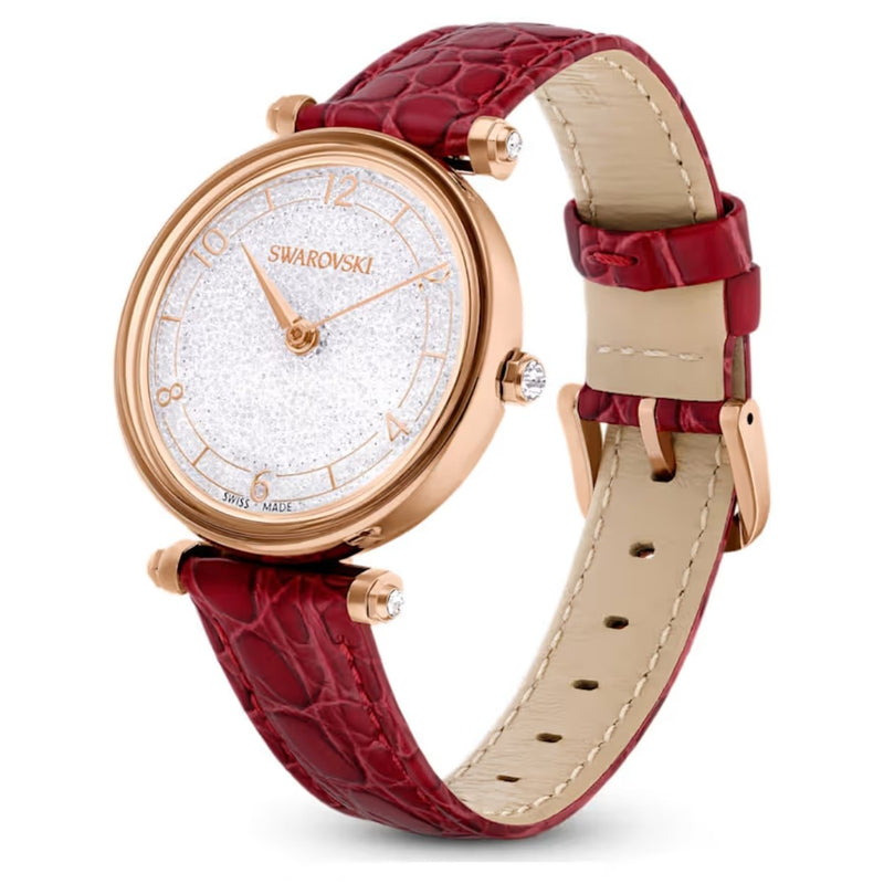 Swarovski Crystalline Wonder 5656905 analog damklocka med vit urtavla och armband i skinn