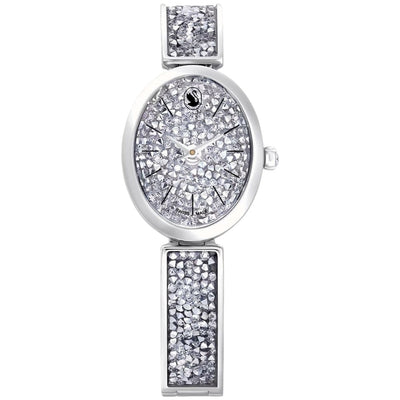 Swarovski Crystal Rock Oval 5656881 analog damklocka med silver urtavla och armband i rostfritt stål