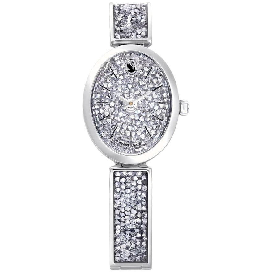 Swarovski Crystal Rock Oval 5656881 analog damklocka med silver urtavla och armband i rostfritt stål