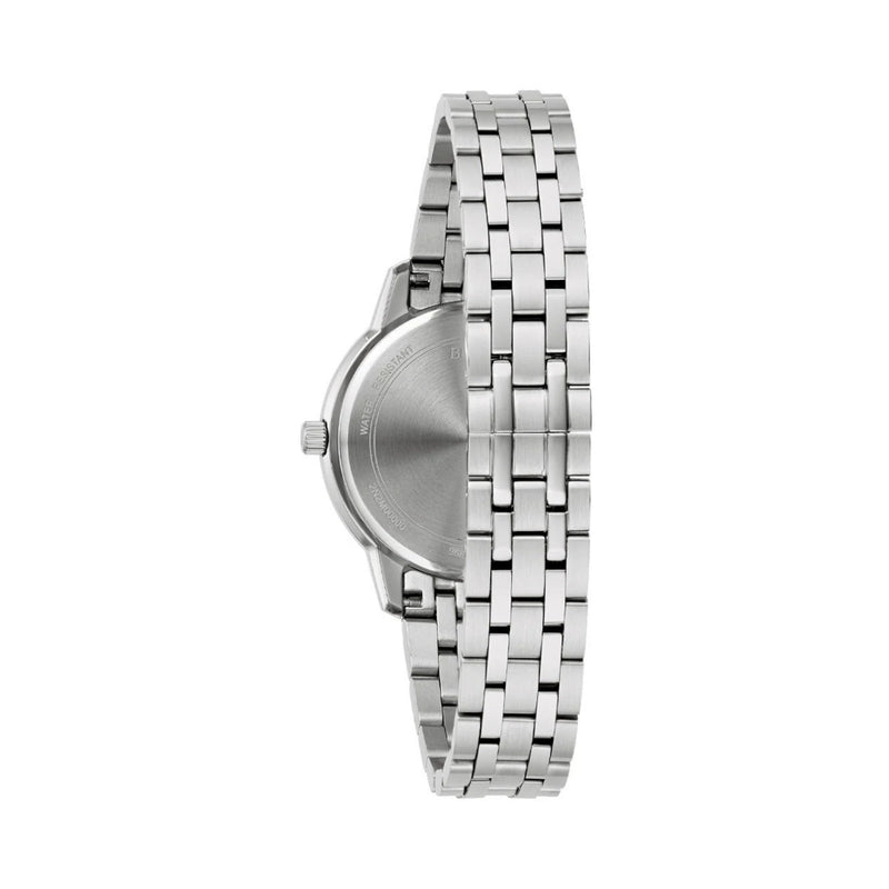 Bulova Sutton 96P233 analog damklocka med vit urtavla och armband i rostfritt stål