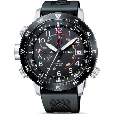 Citizen Promaster Altichron BN4044-15E analog herrklocka med svart urtavla och armband i gummi