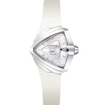 Hamilton Ventura S H24251391 analog damklocka med vit urtavla och armband i gummi