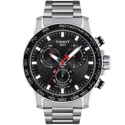Tissot Supersport Chrono T125.617.11.051.00 analog herrklocka med svart urtavla och armband i rostfritt stål