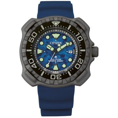 Citizen Promaster BN0227-09L analog herrklocka med blå urtavla och armband i gummi