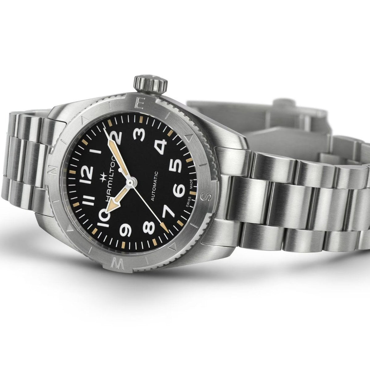 Hamilton Khaki Field Expedition Auto H70225130 analog herrklocka med svart urtavla och armband i rostfritt stål