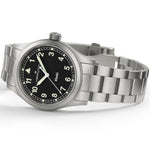 Hamilton Khaki Field H69401130 analog herrklocka med svart urtavla och armband i rostfritt stål