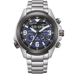 Citizen Promaster Eco-Drive JV1006-51L ana-digi herrklocka med blå urtavla och armband i rostfritt stål