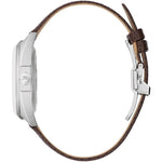 Bulova Frank Sinatra Fly Me To The Moon 96B347 analog herrklocka med beige urtavla och armband i läder