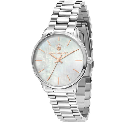 Maserati Royale R8853147507 analog damklocka med silver urtavla och armband i rostfritt stål