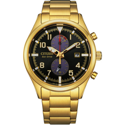 Citizen Eco Drive Chronograph CA7022-87E analog herrklocka med svart urtavla och armband i rostfritt stål