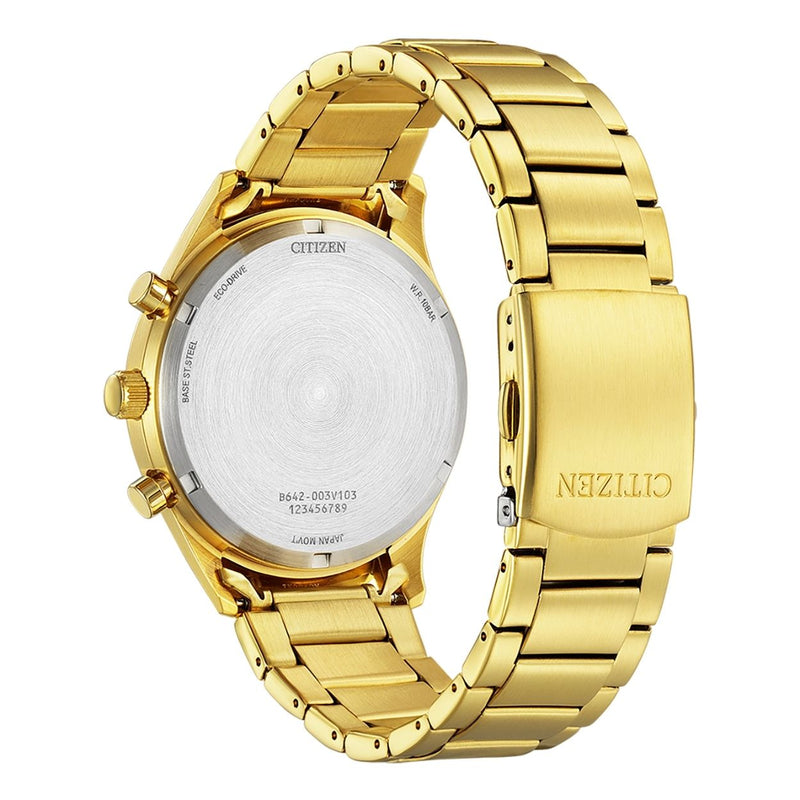 Citizen Eco Drive Chronograph CA7022-87E analog herrklocka med svart urtavla och armband i rostfritt stål