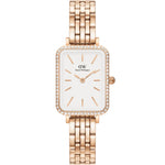 Daniel Wellington Quadro Lumine Bezel 5-Link Melrose DW00100672 analog damklocka med vit urtavla och armband i rostfritt stål