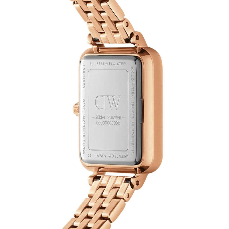 Daniel Wellington Quadro Lumine Bezel 5-Link Melrose DW00100672 analog damklocka med vit urtavla och armband i rostfritt stål