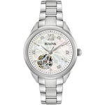 Bulova Sutton Ladies 96P181 analog damklocka med vit urtavla och armband i rostfritt stål