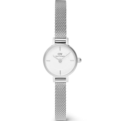 Daniel Wellington Petite Mini Sterling DW00100746 analog damklocka med vit urtavla och armband i rostfritt stål