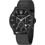 Maserati Epoca Chronograph R8873618013 analog herrklocka med svart urtavla och armband i rostfritt stål