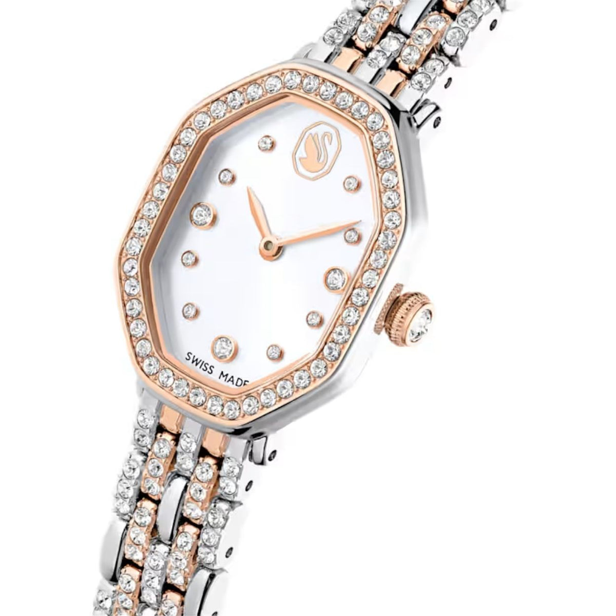 Swarovski Dextera octagon 5715521 analog damklocka med vit urtavla och armband i rostfritt stål