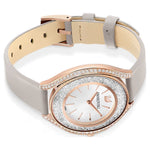 Swarovski Crystalline aura 5519450 analog damklocka med silver urtavla och armband i läder