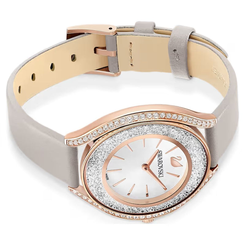Swarovski Crystalline aura 5519450 analog damklocka med silver urtavla och armband i läder