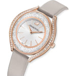 Swarovski Crystalline aura 5519450 analog damklocka med silver urtavla och armband i läder