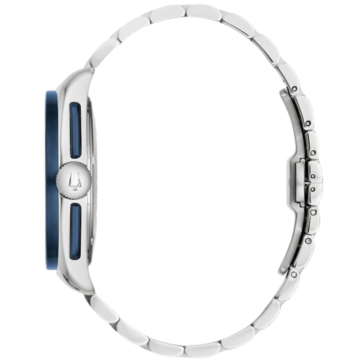 Bulova Lunar Pilot Timascus 98A329 analog herrklocka med blå urtavla och armband i rostfritt stål